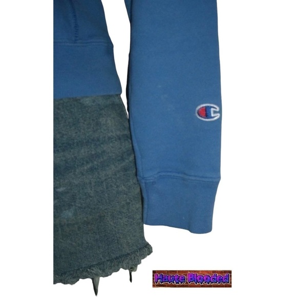 Vintage 90's Champion Reverse Weave Blue Sweatshirt Distressed Streetwear Sporty - Picture 6 of 11